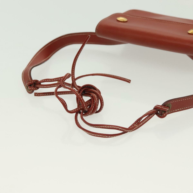 【日本直送】愛馬仕 Pochette 綠色腰包 皮革 棕色 金色 正品 133470-6