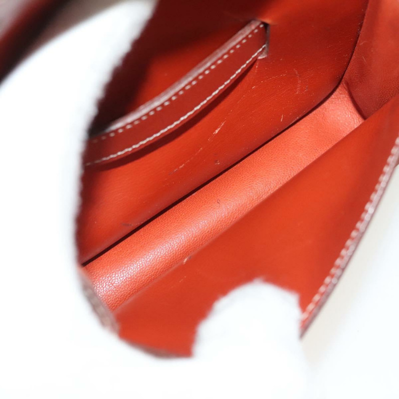 【日本直送】愛馬仕 Pochette 綠色腰包 皮革 棕色 金色 正品 133470-10