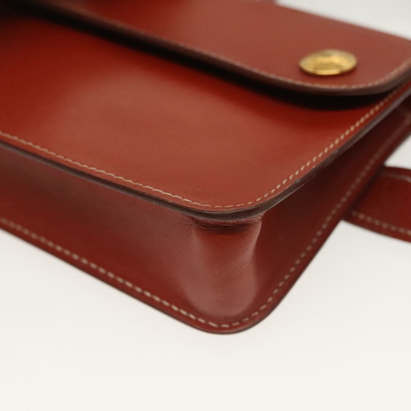 【日本直送】愛馬仕 Pochette 綠色腰包 皮革 棕色 金色 正品 133470-13