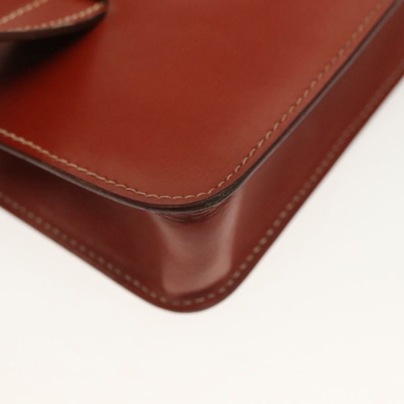 【日本直送】愛馬仕 Pochette 綠色腰包 皮革 棕色 金色 正品 133470-14