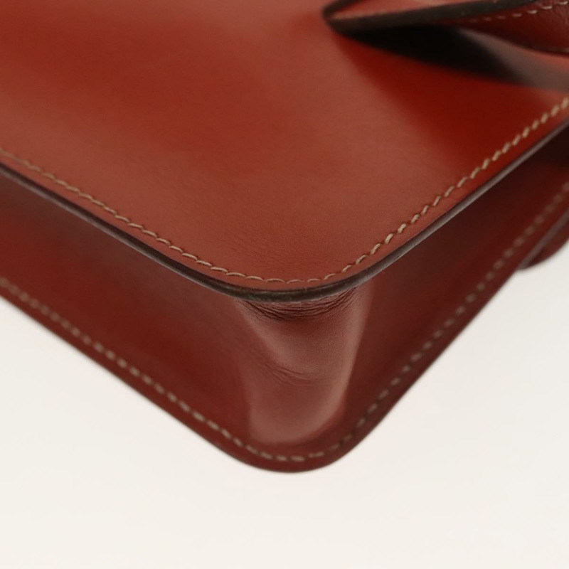 【日本直送】愛馬仕 Pochette 綠色腰包 皮革 棕色 金色 正品 133470-15