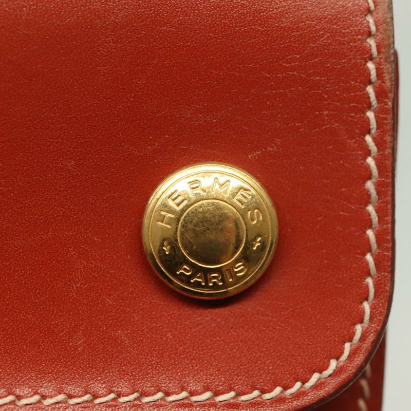 【日本直送】愛馬仕 Pochette 綠色腰包 皮革 棕色 金色 正品 133470-16