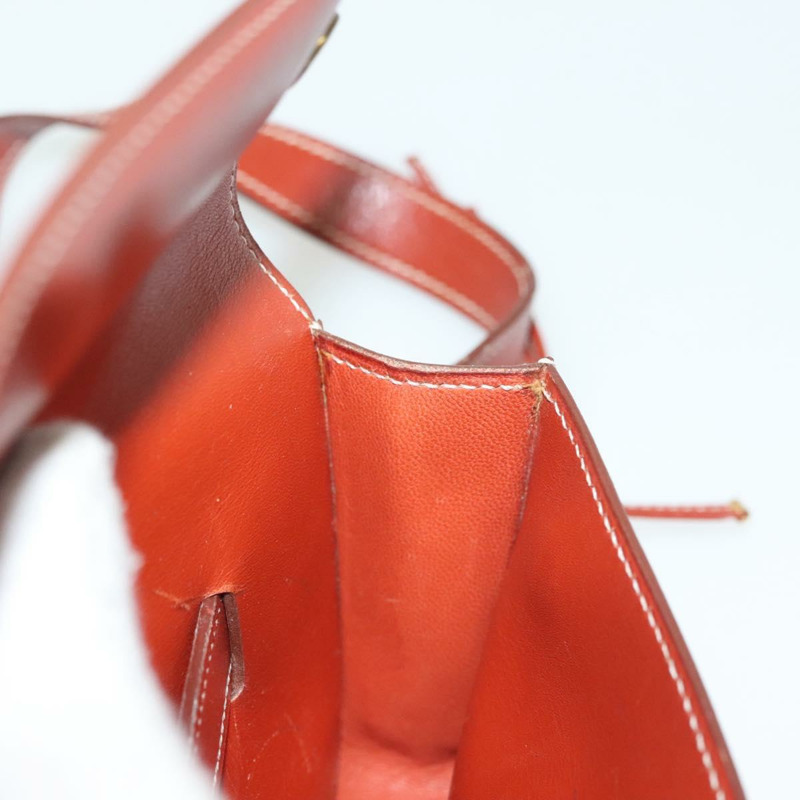 【日本直送】愛馬仕 Pochette 綠色腰包 皮革 棕色 金色 正品 133470-18