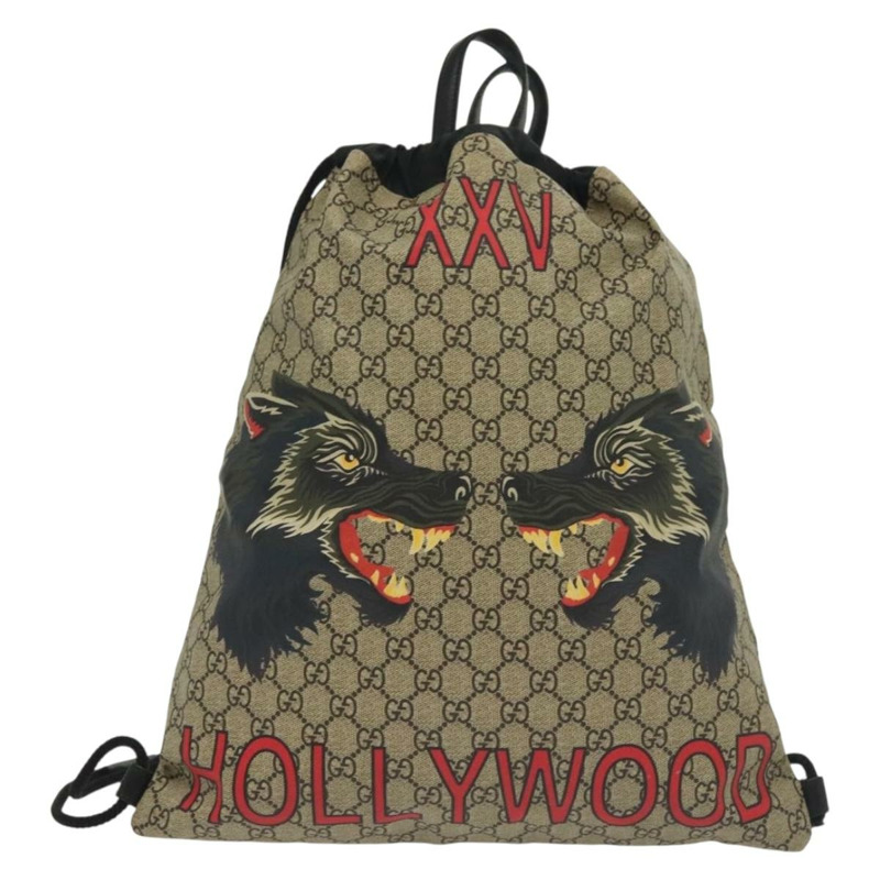 【日本直送】GUCCI GG Supreme 抽繩背包 PVC 米色 473872 正品 BA4762-12