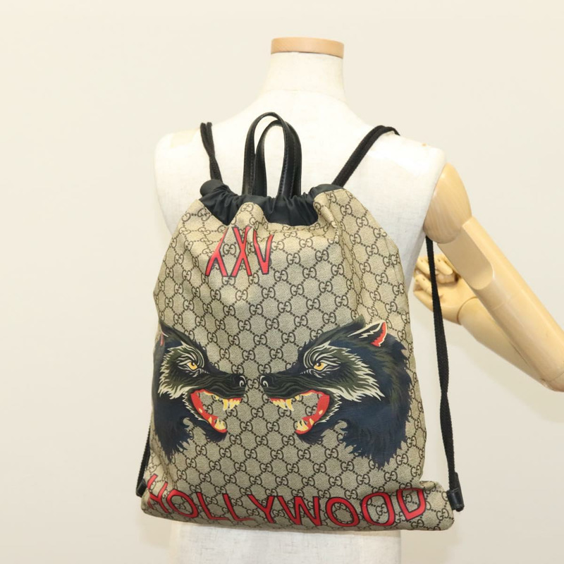 【日本直送】GUCCI GG Supreme 抽繩背包 PVC 米色 473872 正品 BA4762-21