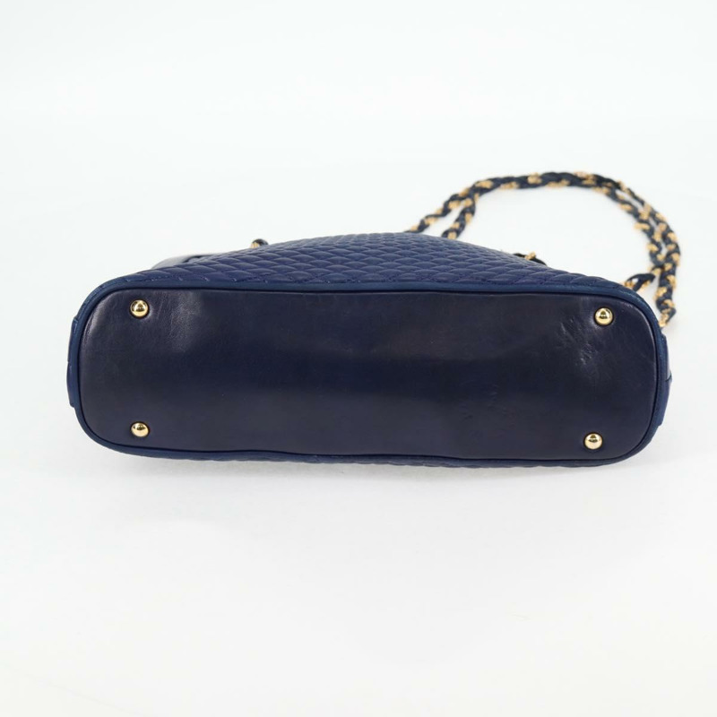 【日本直送】BALLY 絎縫鏈條單肩包 皮革 藍色 金色 正品 BA4685-4