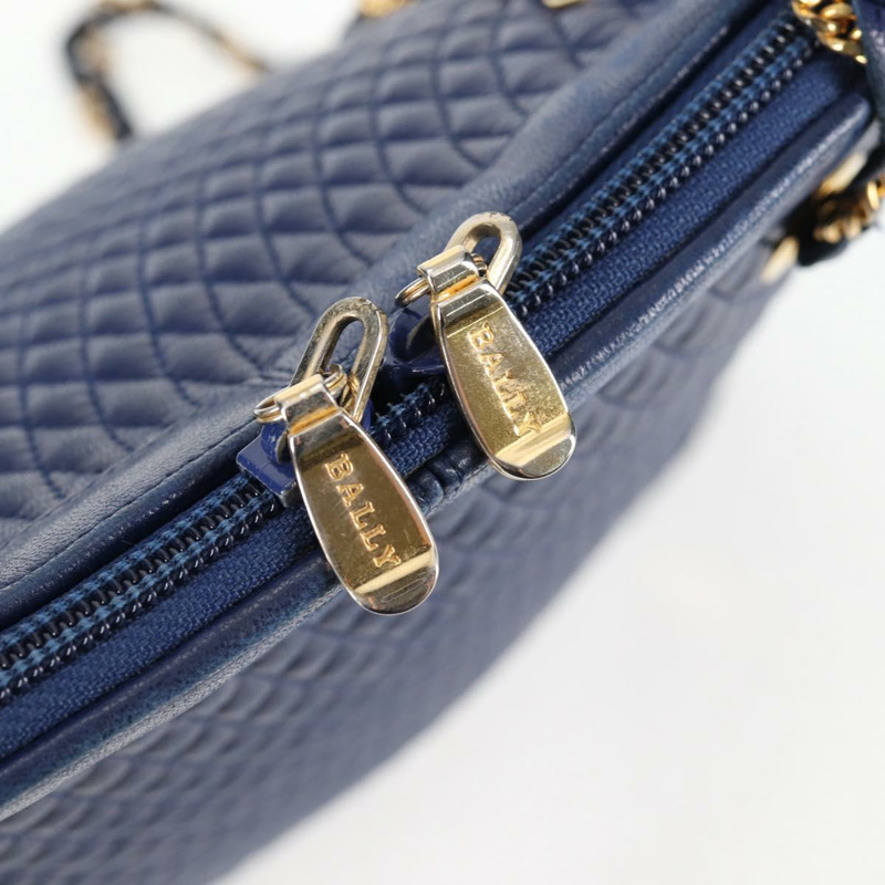 【日本直送】BALLY 絎縫鏈條單肩包 皮革 藍色 金色 正品 BA4685-9
