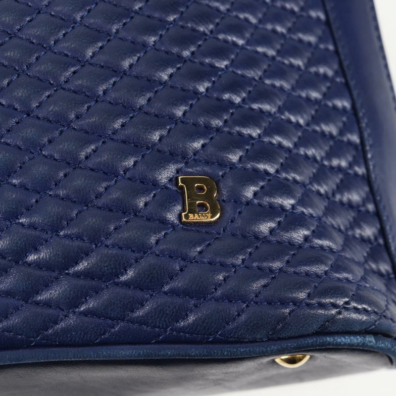 【日本直送】BALLY 絎縫鏈條單肩包 皮革 藍色 金色 正品 BA4685-17