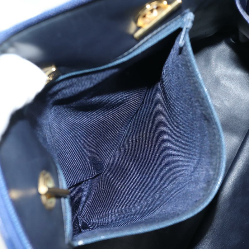 【日本直送】BALLY 絎縫鏈條單肩包 皮革 藍色 金色 正品 BA4685-22