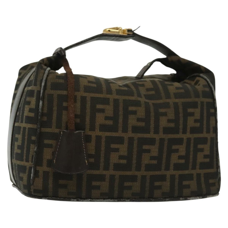 【日本直送】FENDI Zucca 帆布化妝包 黑色 棕金色 正品 136534-0