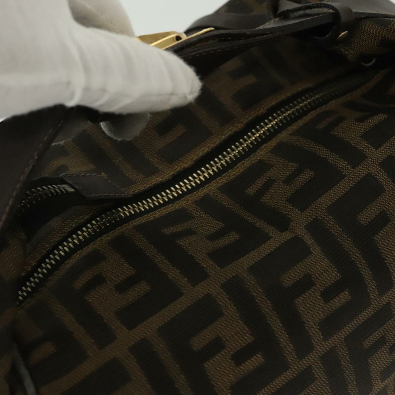 【日本直送】FENDI Zucca 帆布化妝包 黑色 棕金色 正品 136534-5