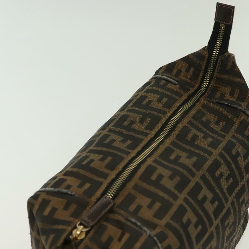 【日本直送】FENDI Zucca 帆布化妝包 黑色 棕金色 正品 136534-8