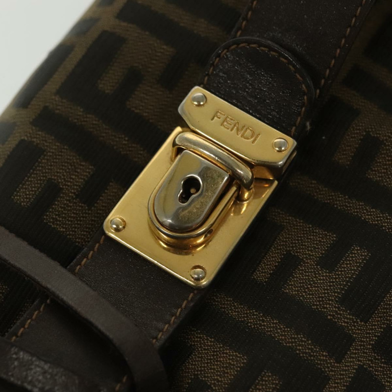 【日本直送】FENDI Zucca 帆布化妝包 黑色 棕金色 正品 136534-17