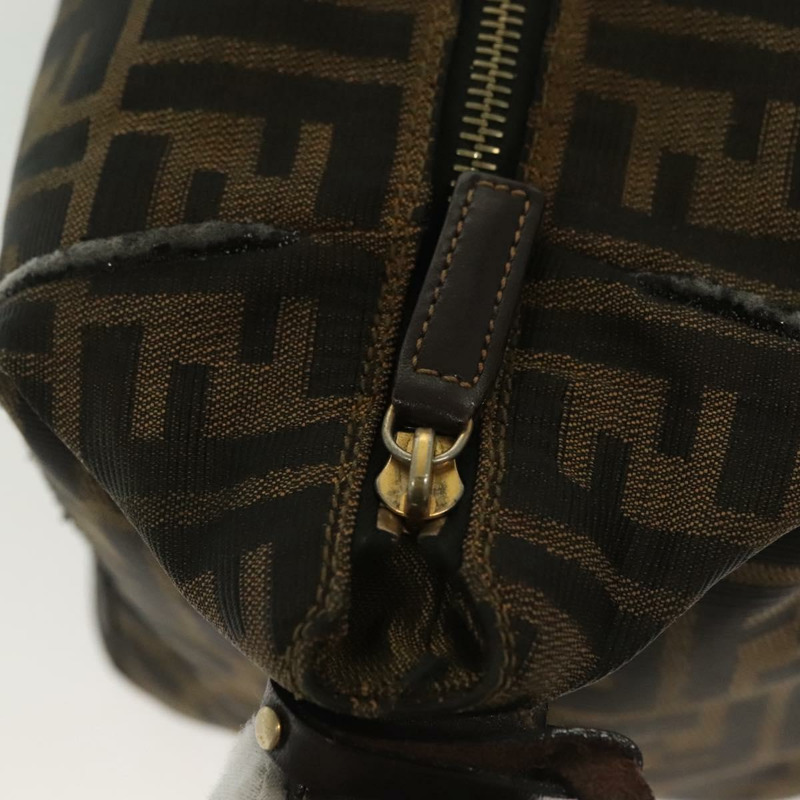 【日本直送】FENDI Zucca 帆布化妝包 黑色 棕金色 正品 136534-18