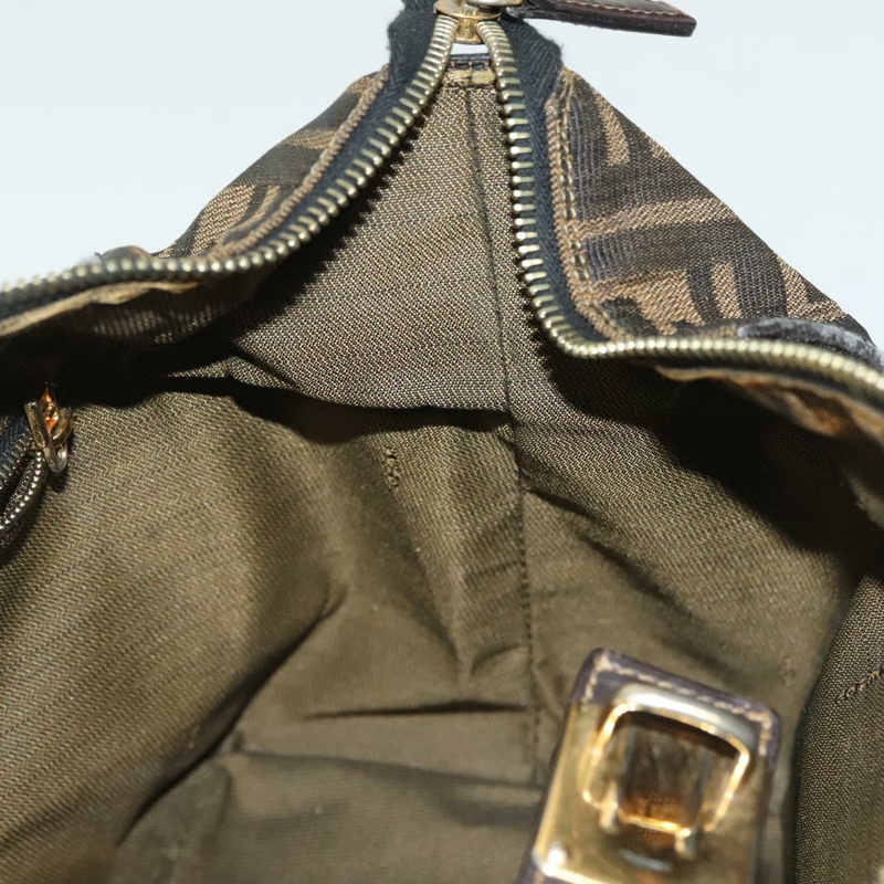 【日本直送】FENDI Zucca 帆布化妝包 黑色 棕金色 正品 136534-20