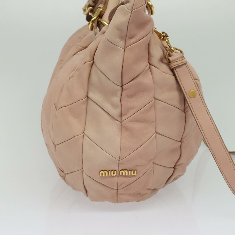 【日本直送】Miu Miu 手提包 皮革 2way 粉金色金色正品 137469-2