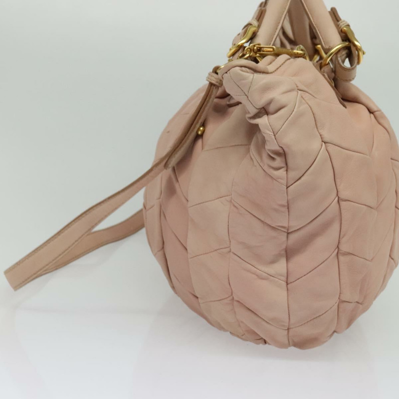 【日本直送】Miu Miu 手提包 皮革 2way 粉金色金色正品 137469-3
