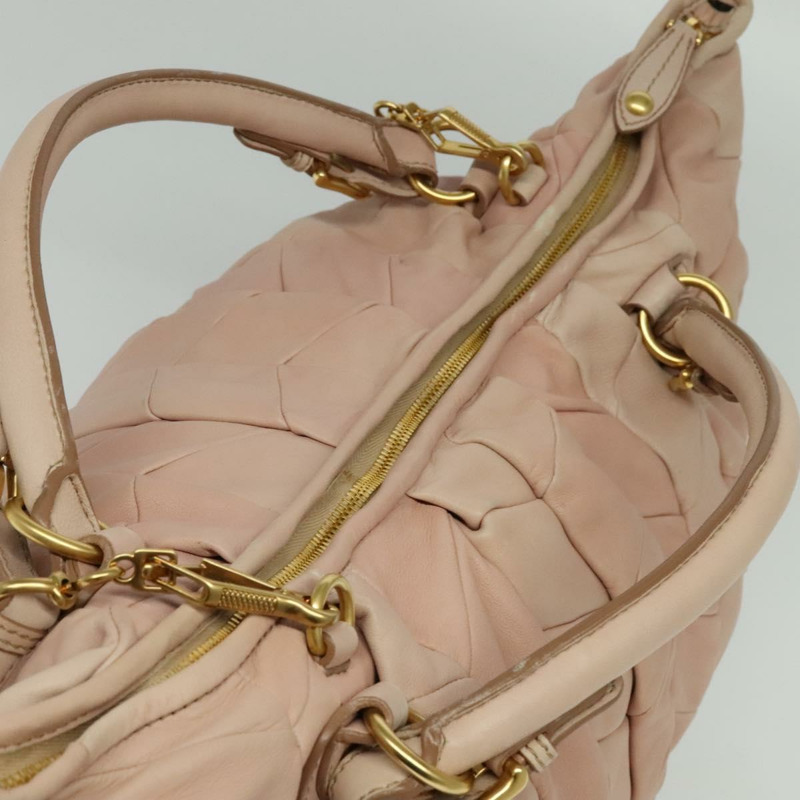 【日本直送】Miu Miu 手提包 皮革 2way 粉金色金色正品 137469-5