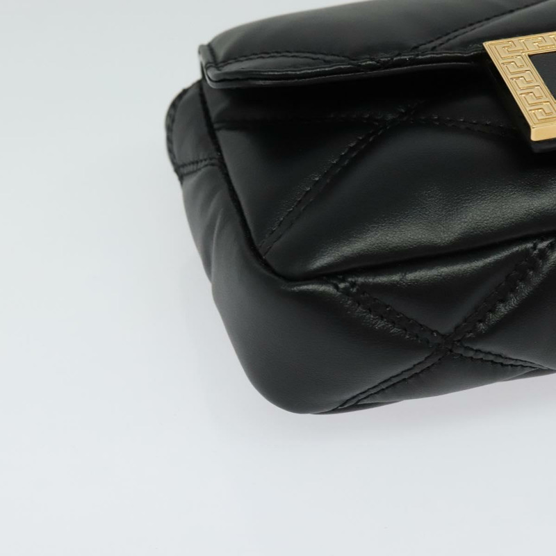 【日本直送】VERSACE 鏈條單肩包 皮革 黑金 正品 136648-8