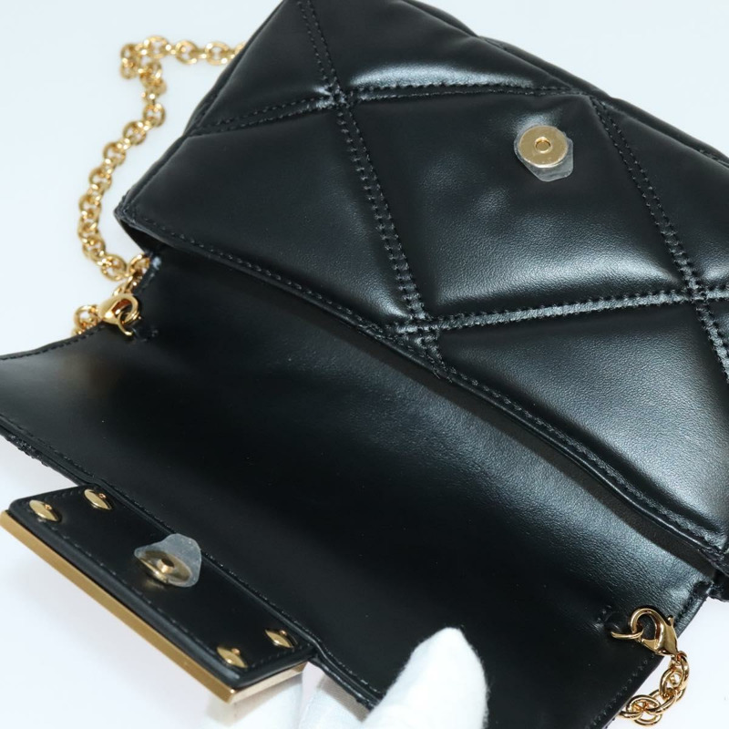 【日本直送】VERSACE 鏈條單肩包 皮革 黑金 正品 136648-9