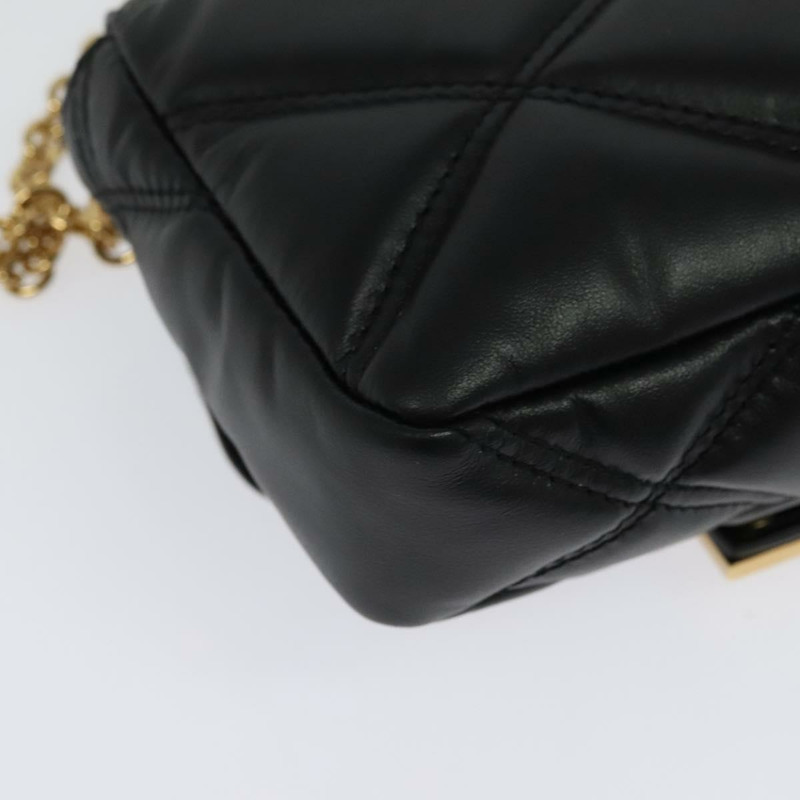 【日本直送】VERSACE 鏈條單肩包 皮革 黑金 正品 136648-14