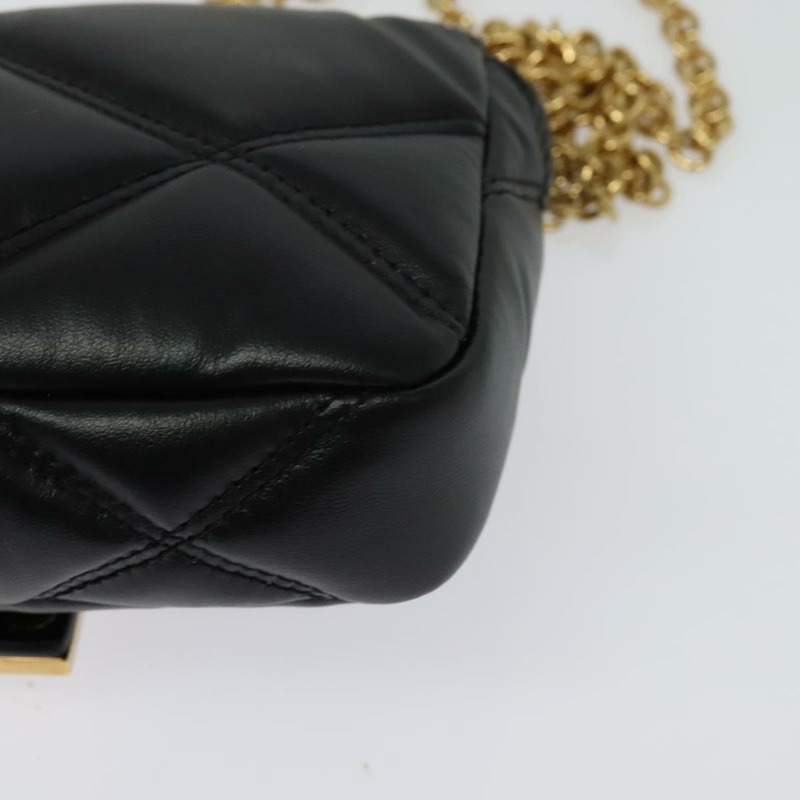 【日本直送】VERSACE 鏈條單肩包 皮革 黑金 正品 136648-15