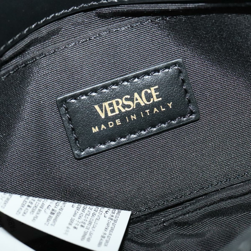 【日本直送】VERSACE 鏈條單肩包 皮革 黑金 正品 136648-17