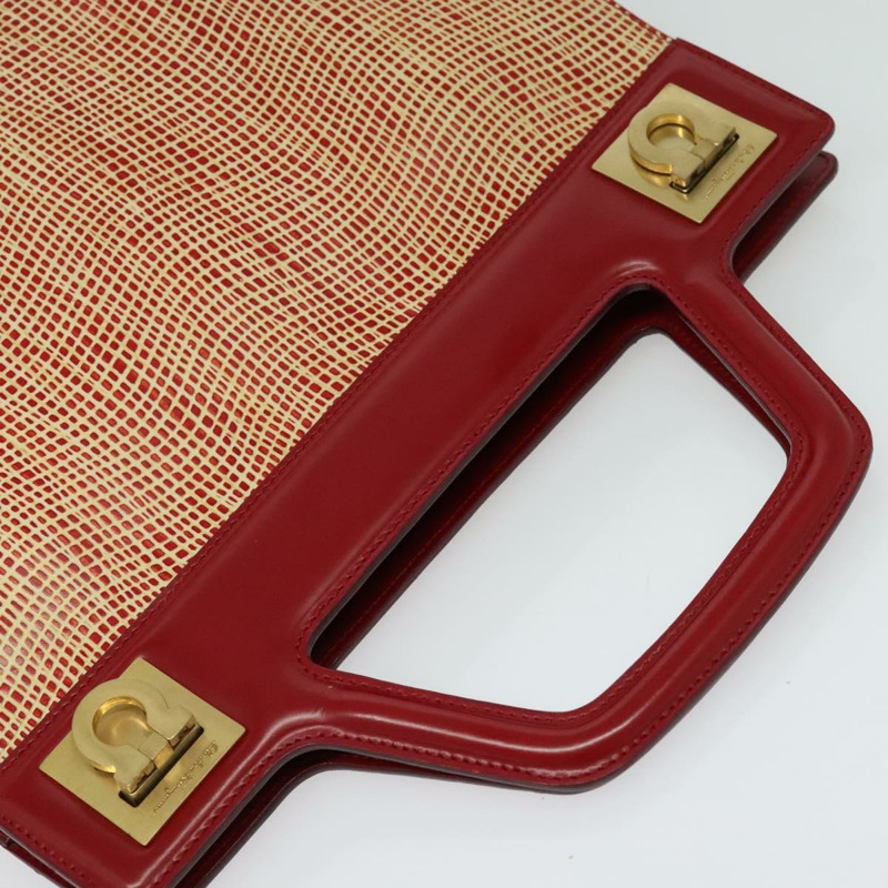 【日本直送】Salvatore Ferragamo Gancini 手提包 皮革 紅金 正品 137177-5