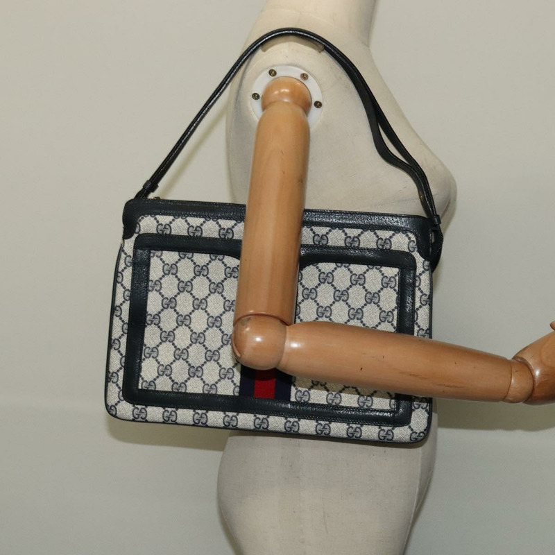 【日本直送】GUCCI GG Supreme 雪莉線單肩包 PVC 海軍藍金色 41 02 013 正品 134831-22