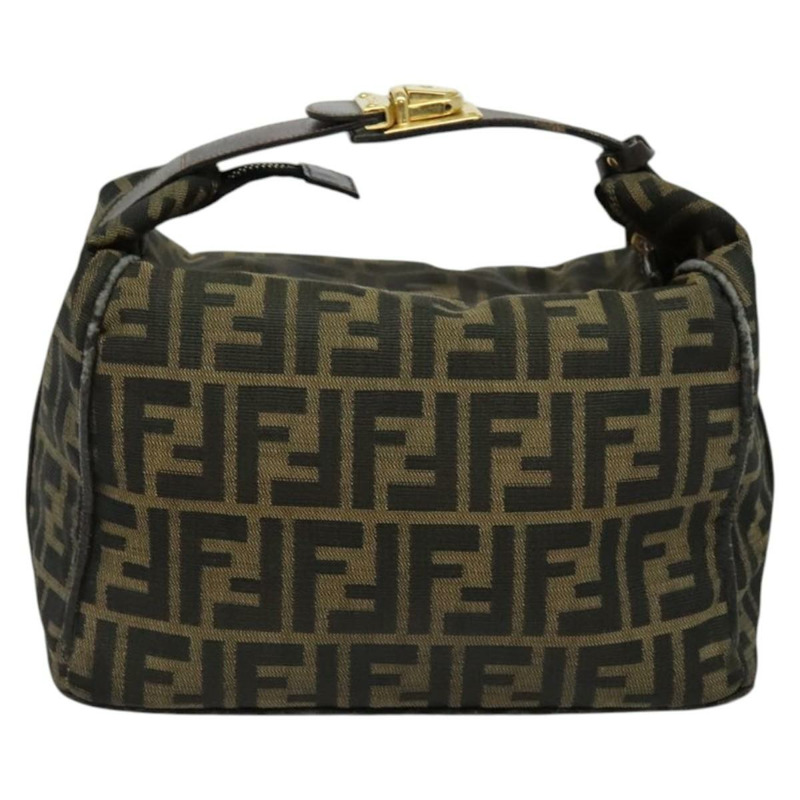 【日本直送】FENDI Zucca 帆布化妝包 手拿包 棕色 黑金 正品 137591-1