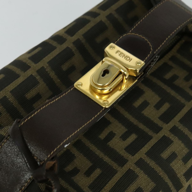 【日本直送】FENDI Zucca 帆布化妝包 手拿包 棕色 黑金 正品 137591-6