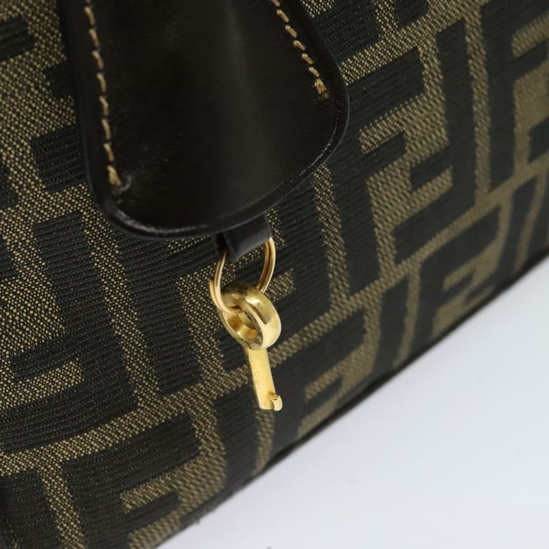 【日本直送】FENDI Zucca 帆布化妝包 手拿包 棕色 黑金 正品 137591-8