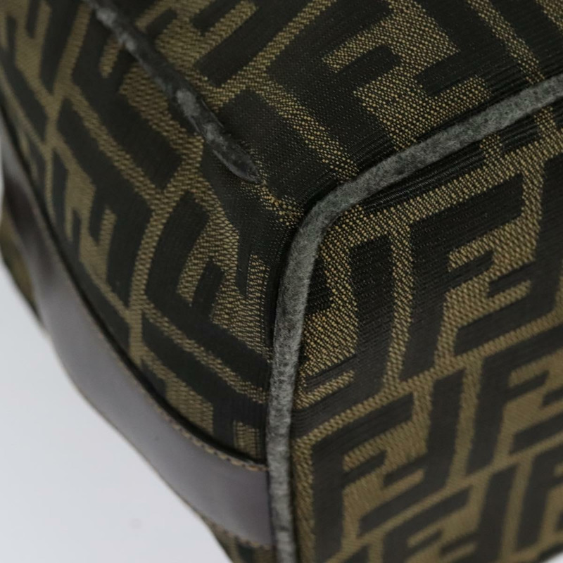 【日本直送】FENDI Zucca 帆布化妝包 手拿包 棕色 黑金 正品 137591-15