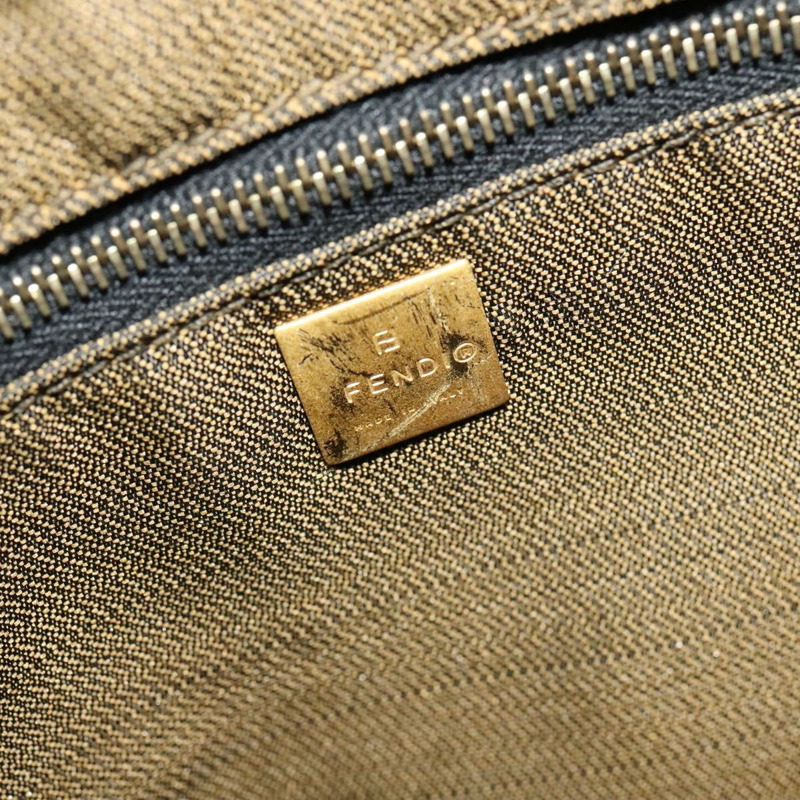 【日本直送】FENDI Zucca 帆布化妝包 手拿包 棕色 黑金 正品 137591-18