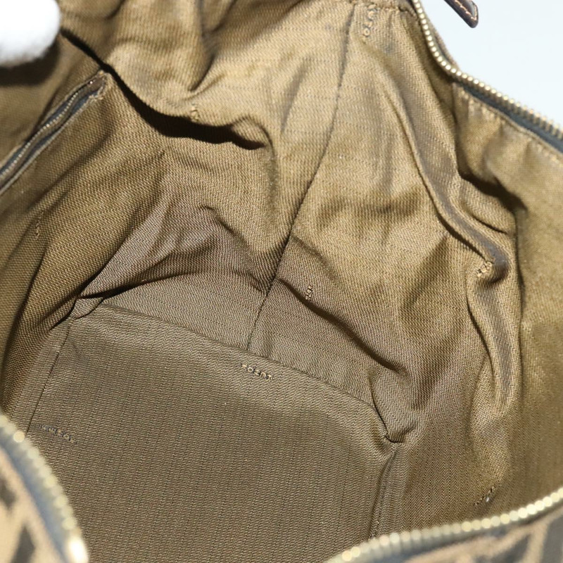 【日本直送】FENDI Zucca 帆布化妝包 手拿包 棕色 黑金 正品 137591-19
