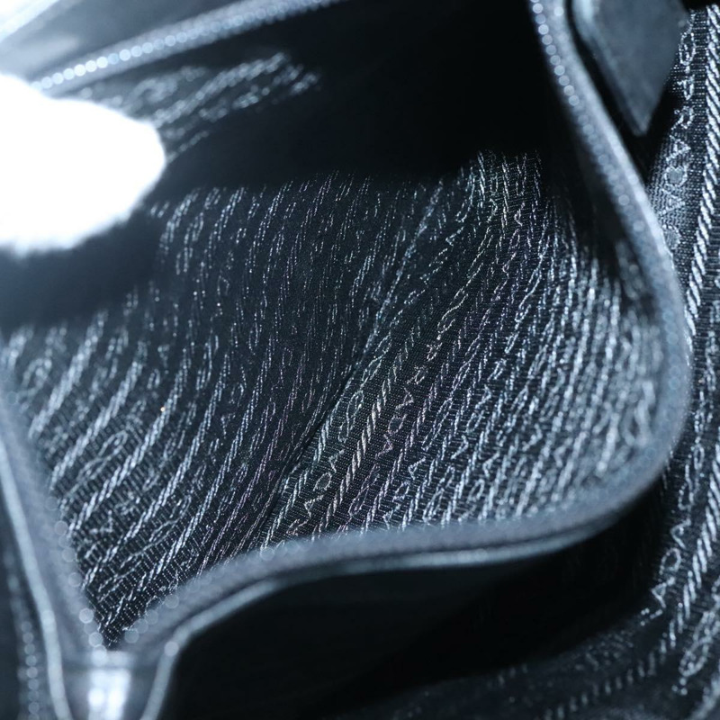 【日本直送】PRADA 手提包 皮革 黑色 銀色 正品 137694-10