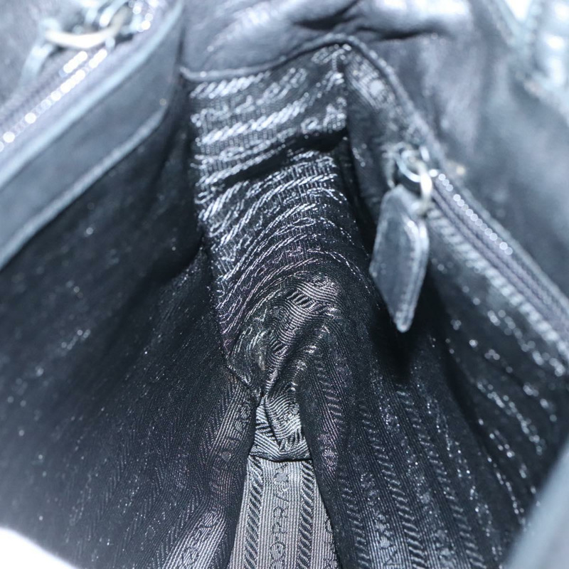 【日本直送】PRADA 手提包 皮革 黑色 銀色 正品 137694-20