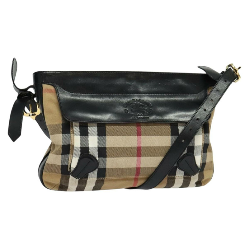 【日本直送】BURBERRY Nova 格紋肩背包 帆布 米色金色 正品 136809-0