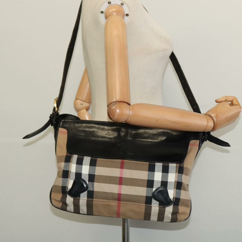 【日本直送】BURBERRY Nova 格紋肩背包 帆布 米色金色 正品 136809-21
