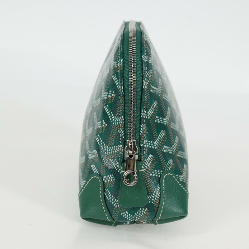 【日本直送】GOYARD 人字紋 Vendome 化妝包 皮革 綠銀 正品 136822M-2
