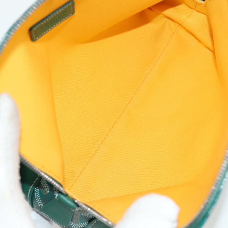 【日本直送】GOYARD 人字紋 Vendome 化妝包 皮革 綠銀 正品 136822M-9