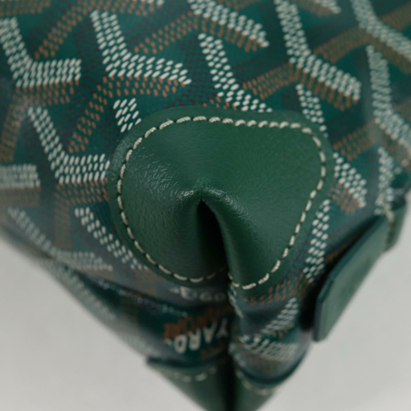 【日本直送】GOYARD 人字紋 Vendome 化妝包 皮革 綠銀 正品 136822M-15