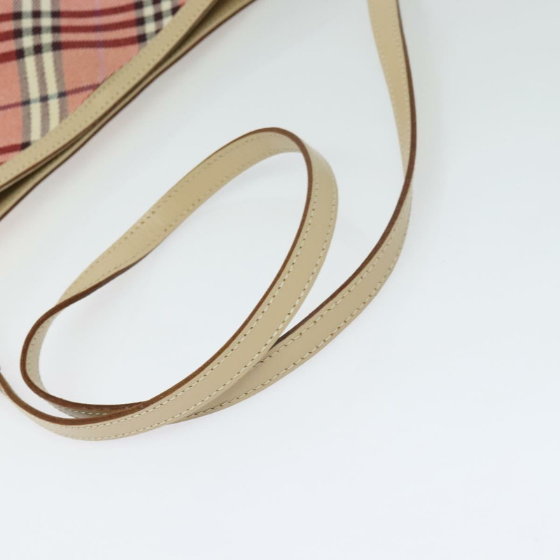 【日本直送】BURBERRY Nova 格紋藍標單肩包帆布皮革粉紅正品 137567-6