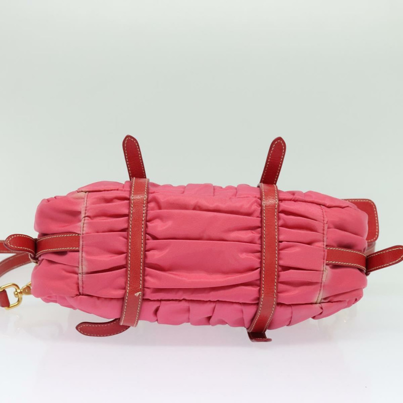【日本直送】PRADA 褶皺手提包 尼龍 2 向 粉紅金色 正品 137550-4