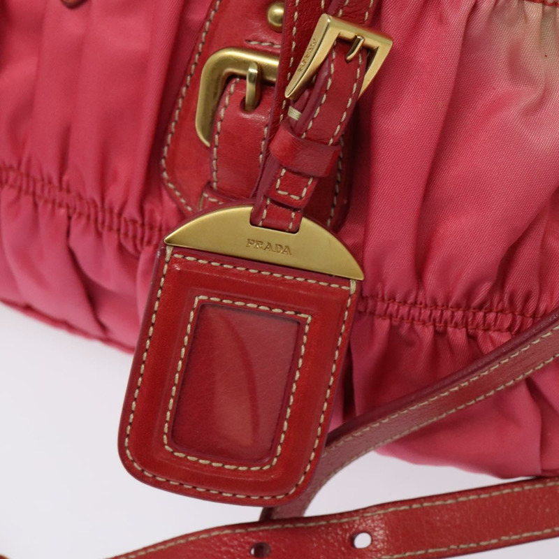 【日本直送】PRADA 褶皺手提包 尼龍 2 向 粉紅金色 正品 137550-18