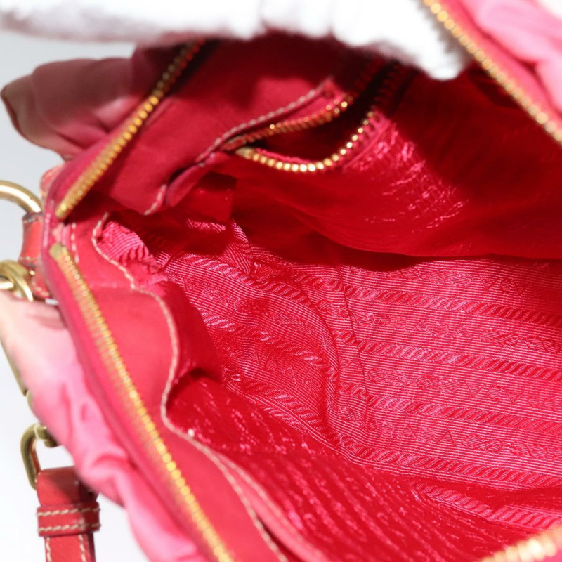 【日本直送】PRADA 褶皺手提包 尼龍 2 向 粉紅金色 正品 137550-21