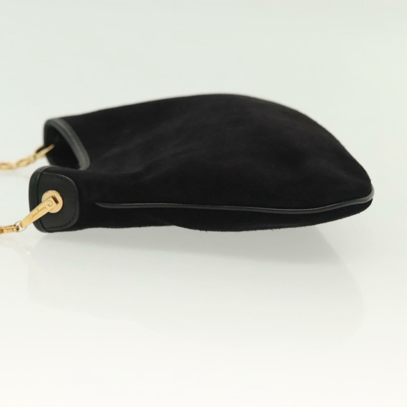 【日本直送】Salvatore Ferragamo Gancini 鏈條單肩包 絨面革 黑金色 正品 138189-3