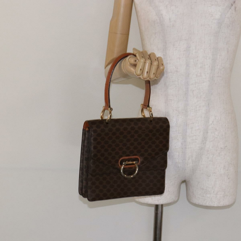 【日本直送】CELINE Macadam 帆布手提包 PVC 皮革棕金色正品 139265-22