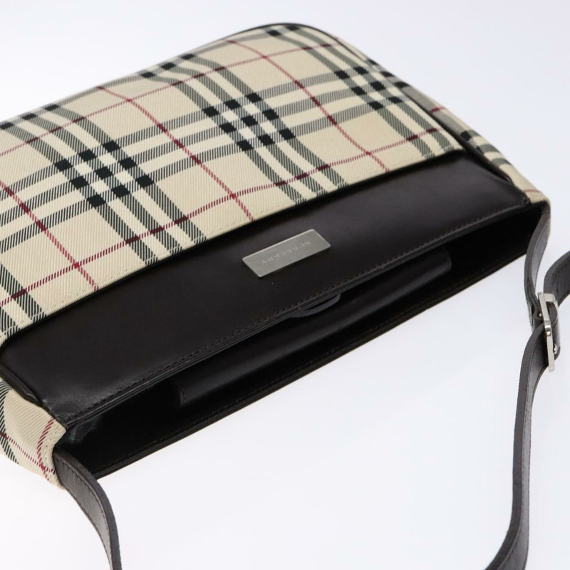 【日本直送】BURBERRY Nova 格紋肩背包 帆布 米色銀色 正品 138176-5