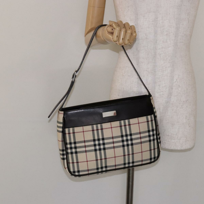 【日本直送】BURBERRY Nova 格紋肩背包 帆布 米色銀色 正品 138176-19